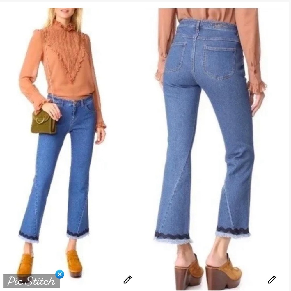 See By Chloe Flared Crop Jeans In Shady Cobalt